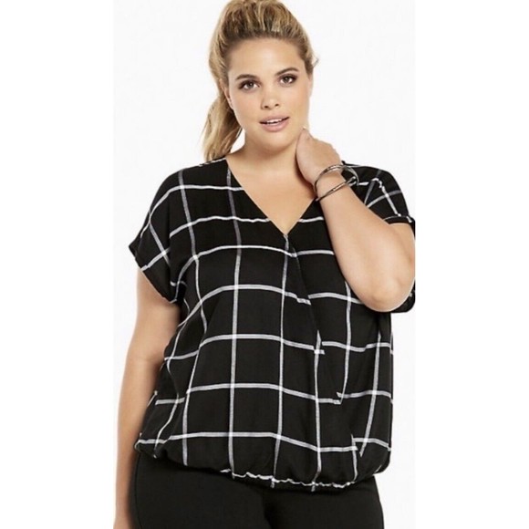 torrid Tops - ✅SOLD Torrid Surplice Wrap Top Size 2X Black White Shirt
